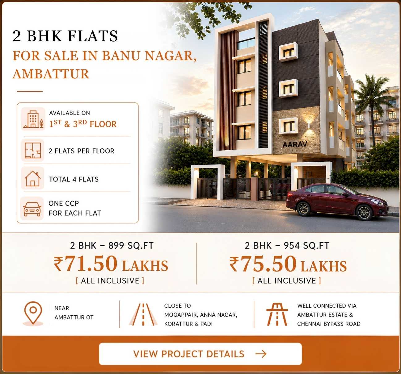 2 BHK flats for sale in Banu Nagar, Ambattur with pricing, floor availability and project highlights