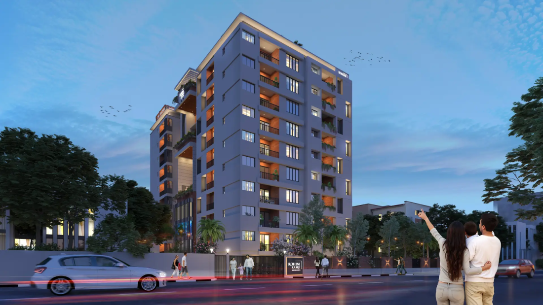 Night view of Af Ramji Residence Flats located in Worayiur Trichy
