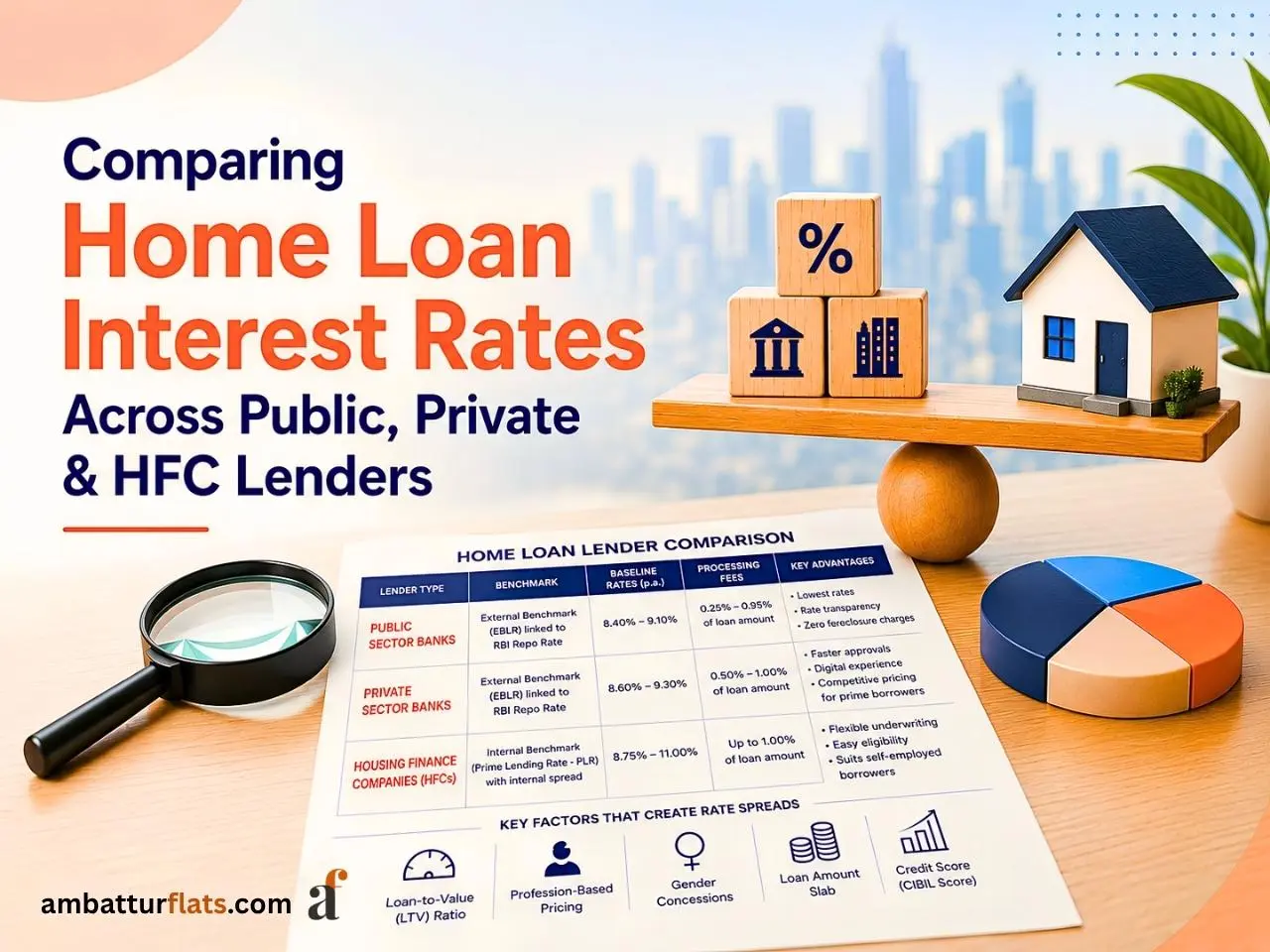 Comparing home loan interest rates across public banks, private banks and HFC lenders in India