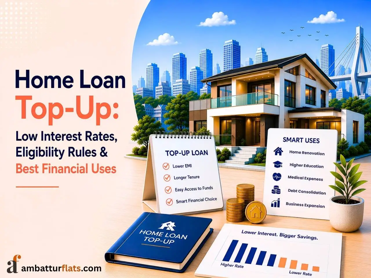 Home loan top-up loan guide showing eligibility, lower interest rates, and smart uses for home renovation and other expenses