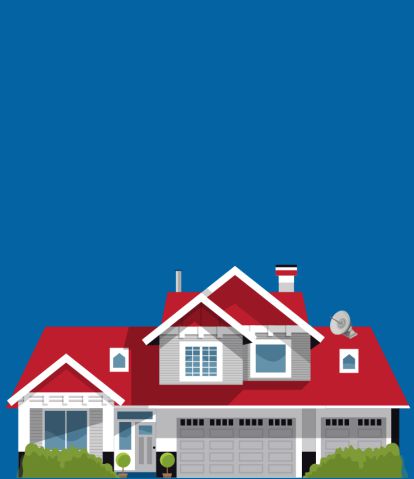Image of a beautiful house on a blue backround.
