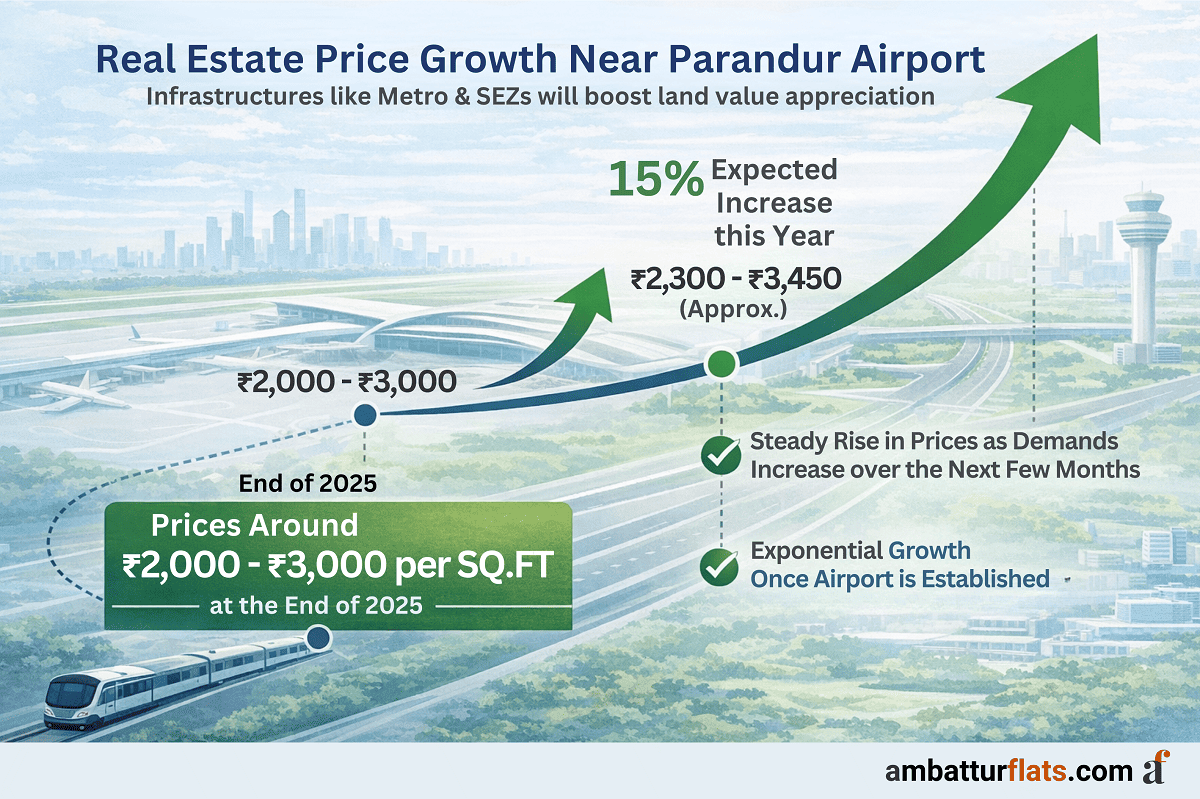 Real Estate price Growth near Parandur Airport